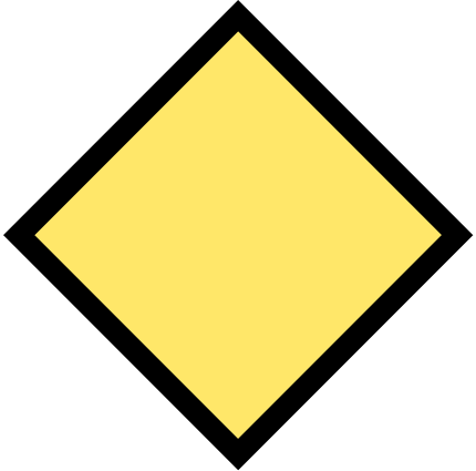 A yellow square tilted 45 degrees.